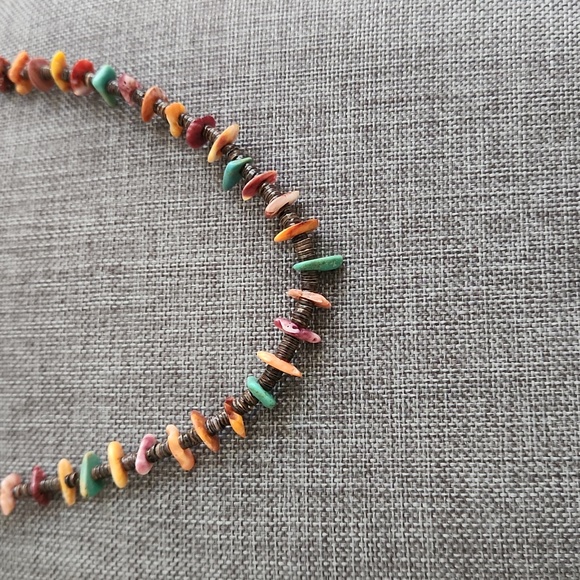 Native American Santo Domingo Handmade Turquoise, Spiny, & Heishi Necklace 💙🧡 - Picture 3 of 16